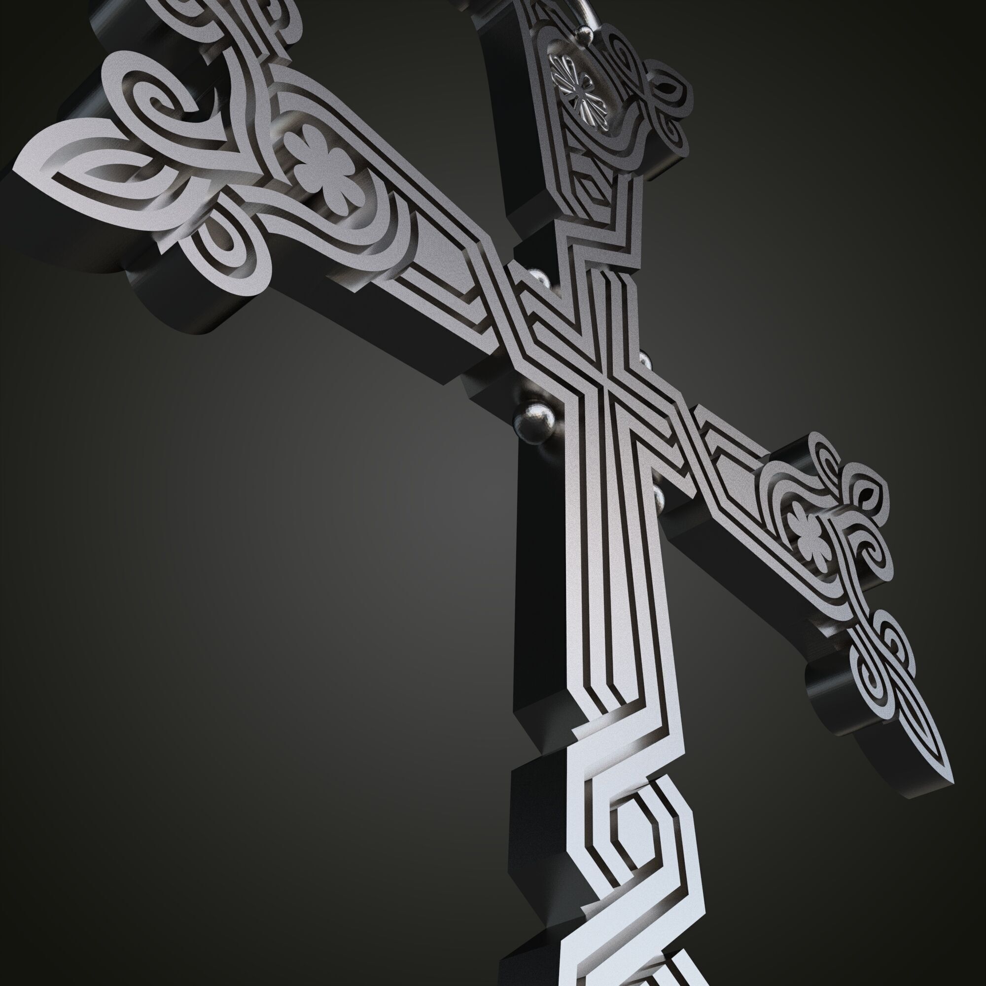 Ornamental Cross Pendant 3D print model_2
