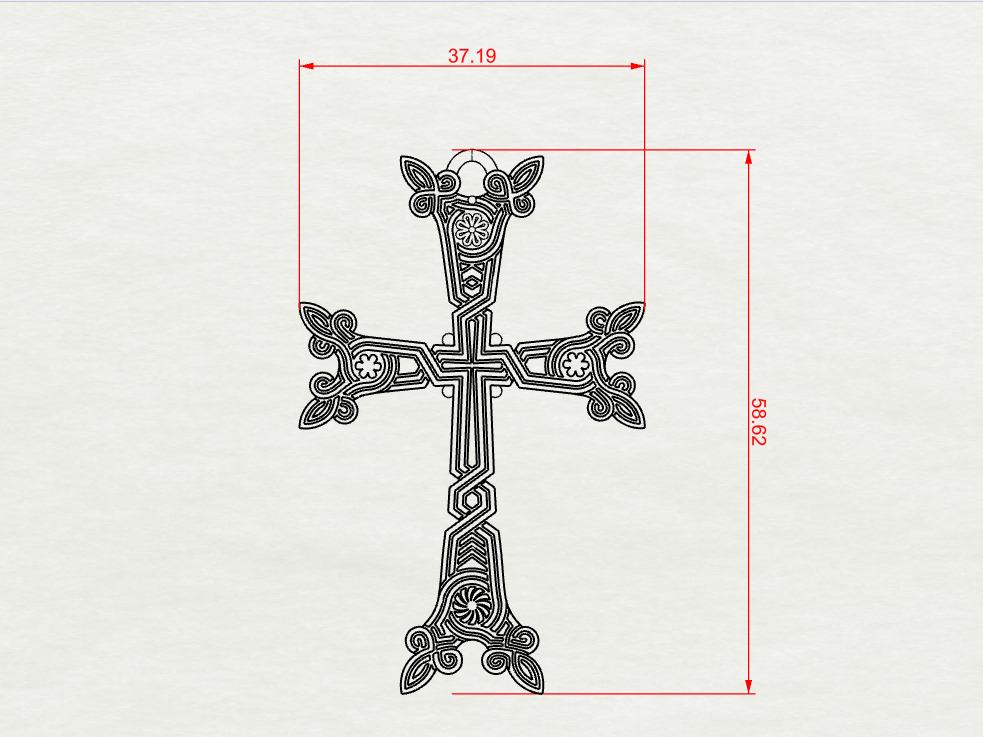 Ornamental Cross Pendant 3D print model_4
