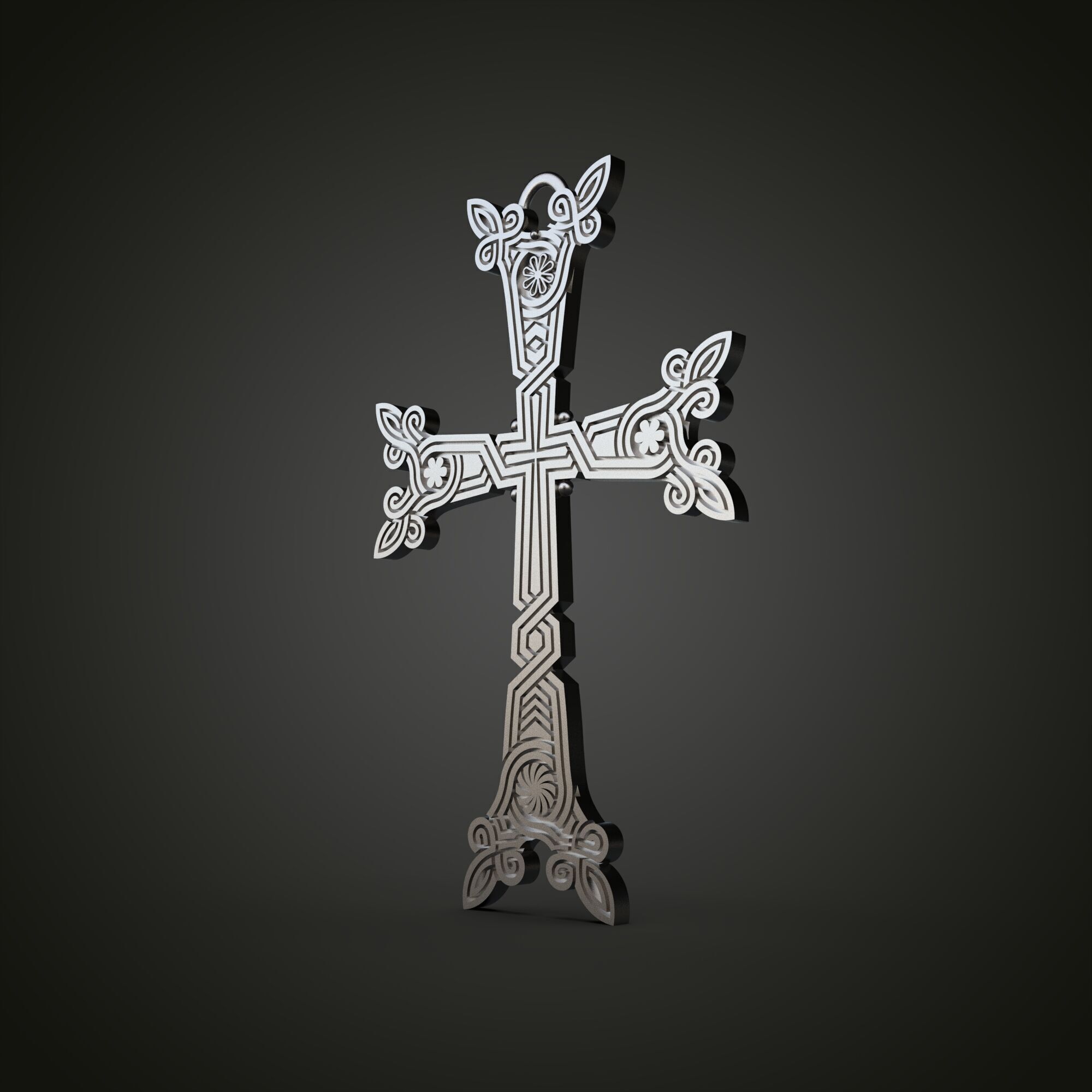 Ornamental Cross Pendant 3D print model_11