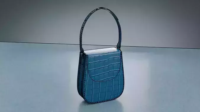 Womens Blue Leather Designer Handbag