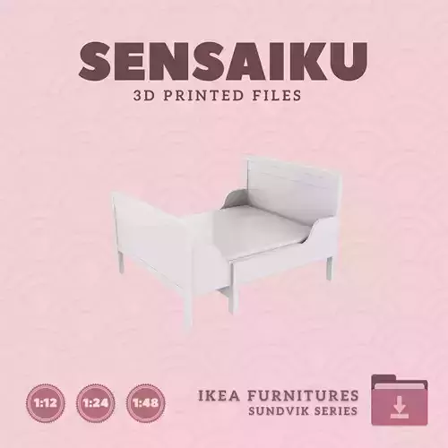 SUNDVIK Bed Frame - 50 In for Mini Dollhouse - IKEA - 3D Print