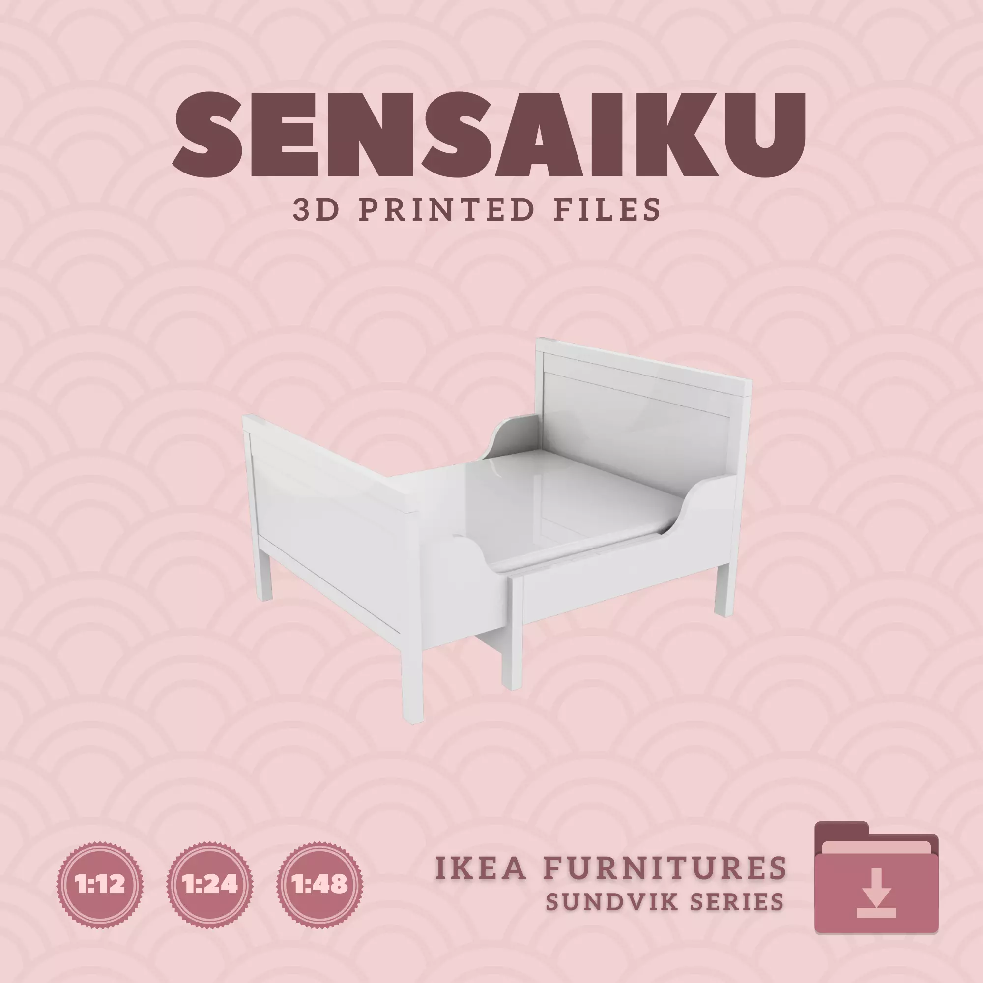 SUNDVIK Bed Frame - 50 In for Mini Dollhouse - IKEA - 3D Print 3D print model