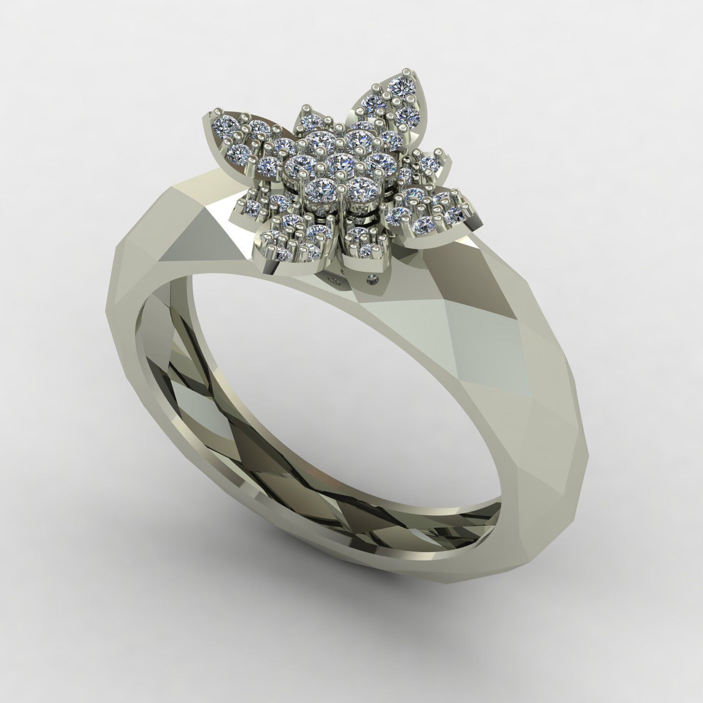 Facet ring 01 3D print model_9