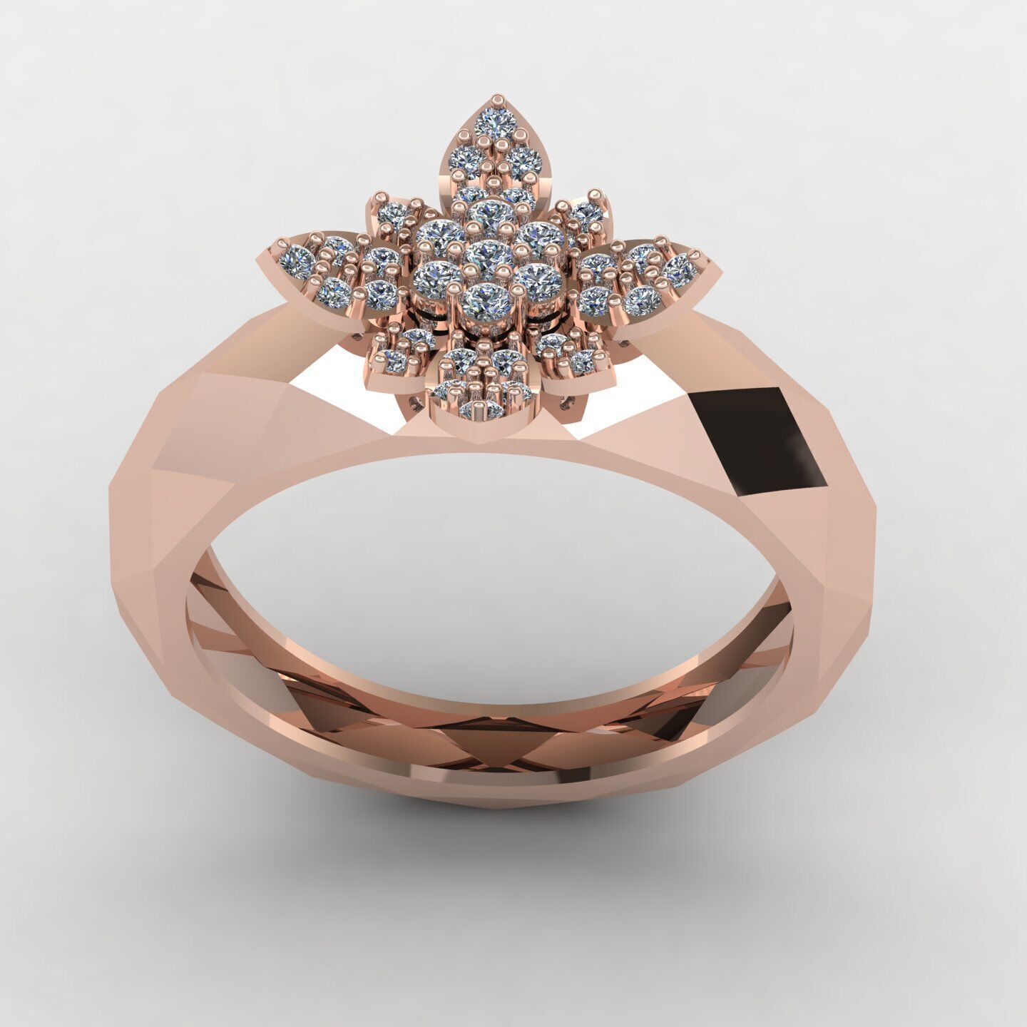 Facet ring 01 3D print model_11