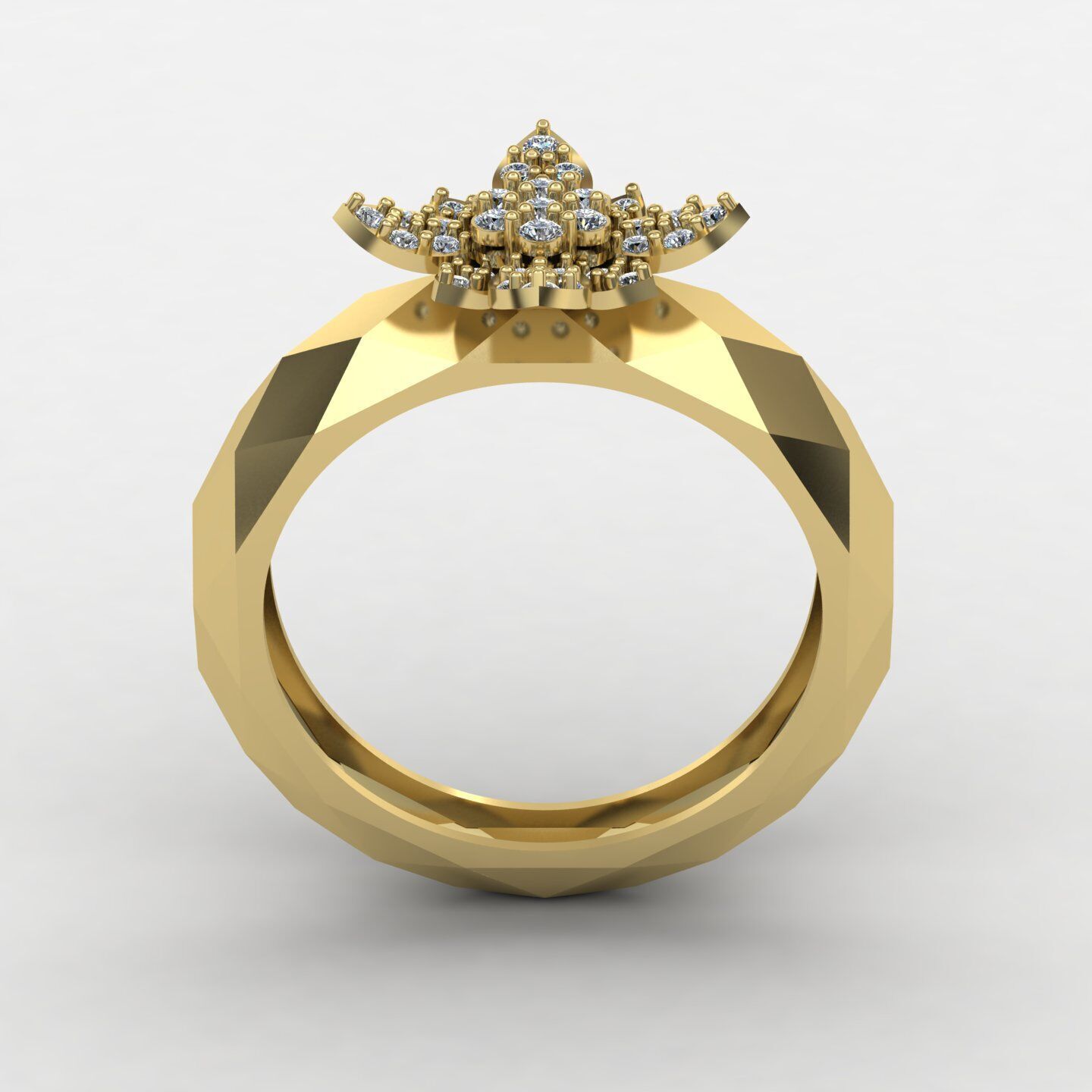 Facet ring 01 3D print model_2