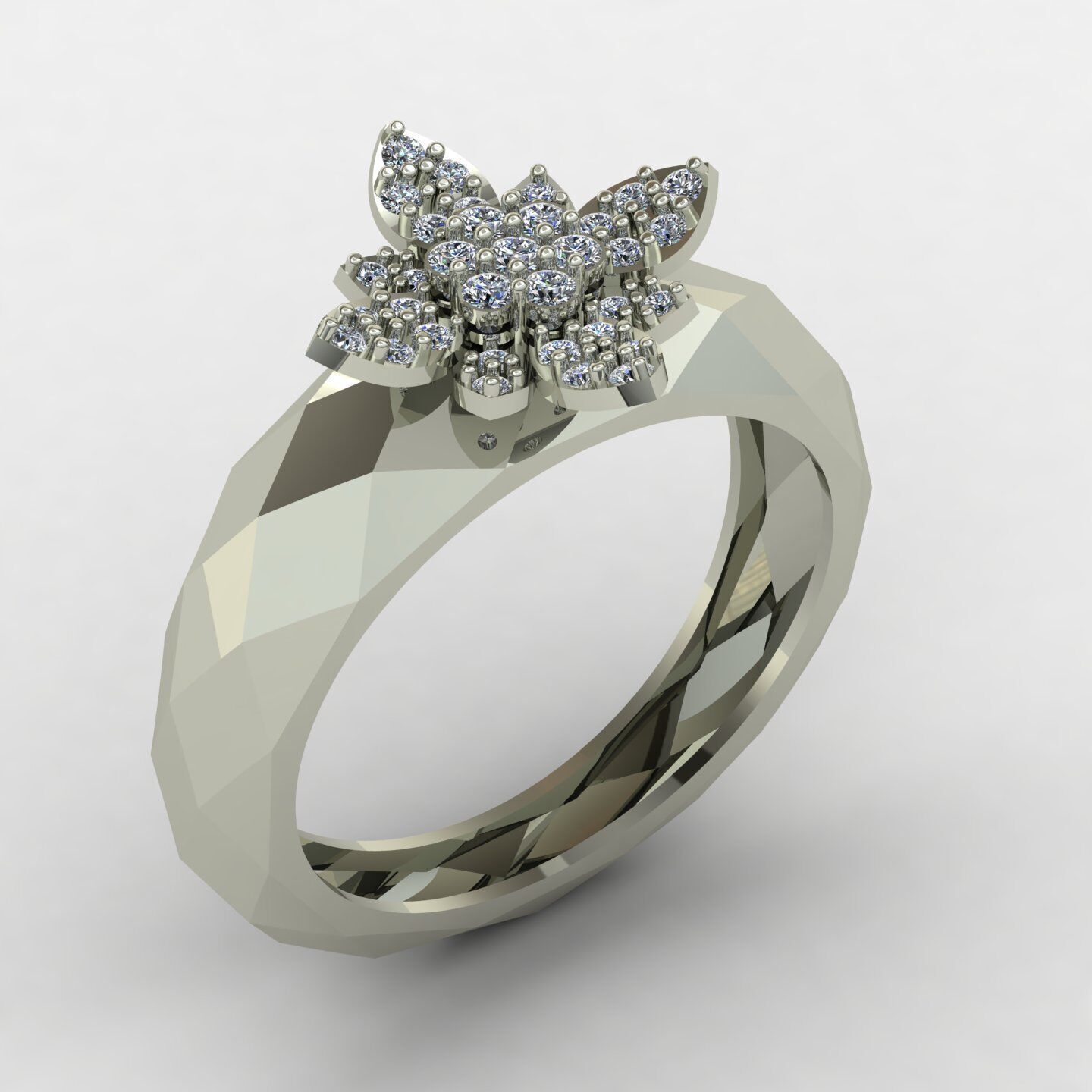 Facet ring 01 3D print model_6