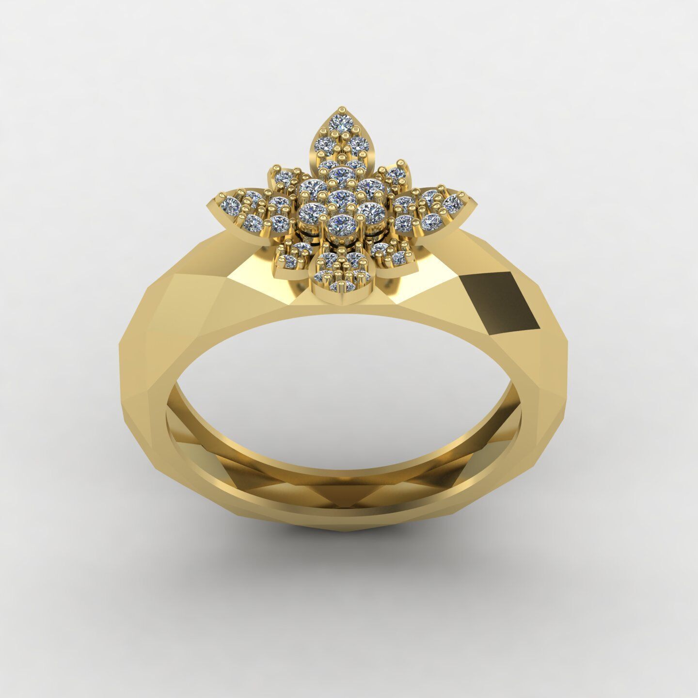 Facet ring 01 3D print model_3