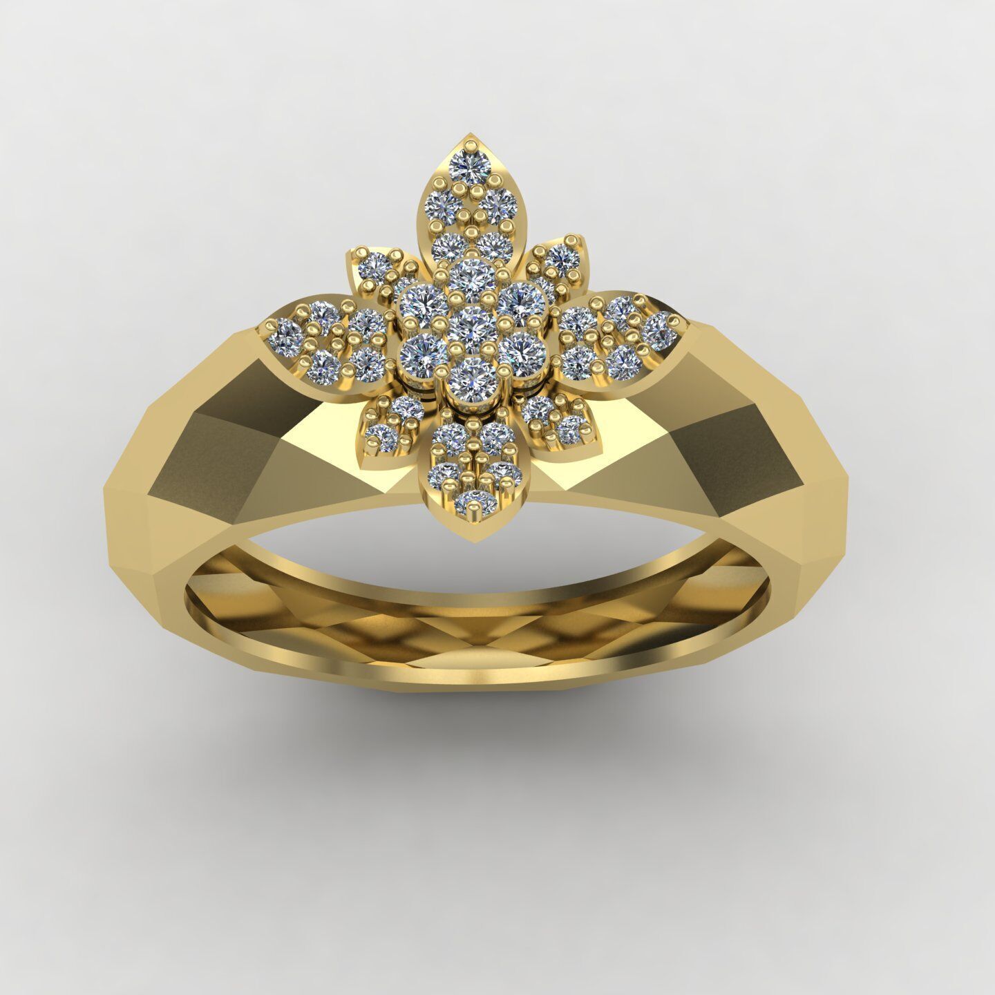 Facet ring 01 3D print model_4