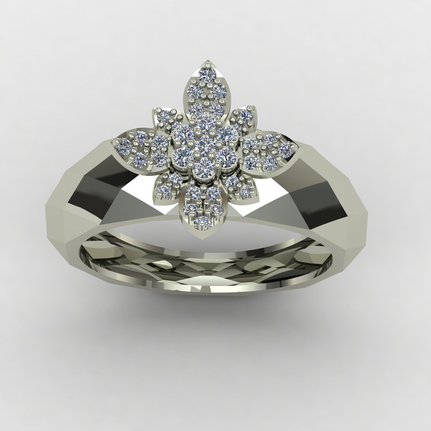 Facet ring 01 3D print model_7