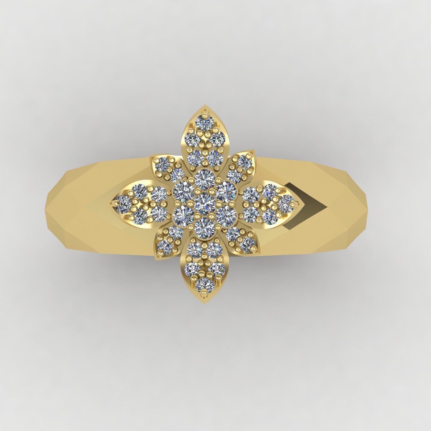 Facet ring 01 3D print model_5