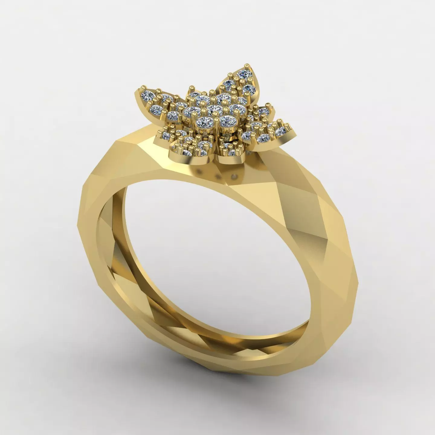 Facet ring 01 3D print model_0