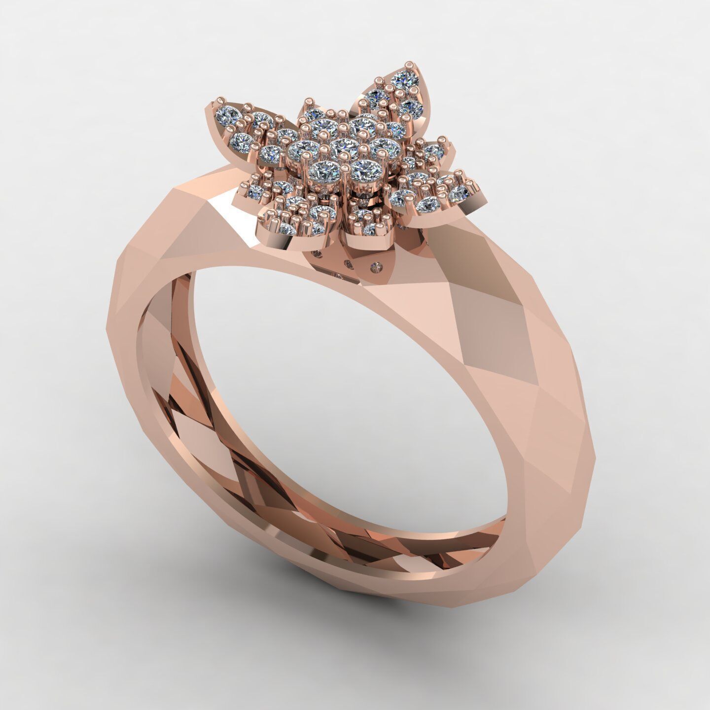 Facet ring 01 3D print model_10