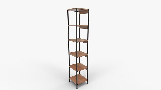 Elena Wooden Narrow Bookcase 3D model 7
