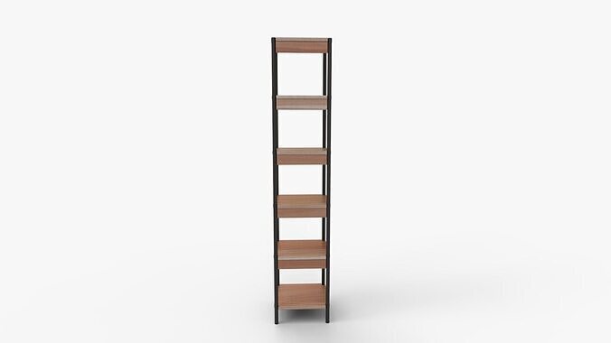 Elena Wooden Narrow Bookcase 3D model 4