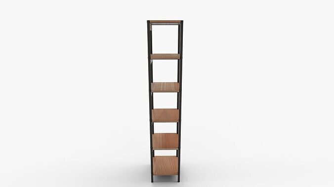 Elena Wooden Narrow Bookcase 3D model 2