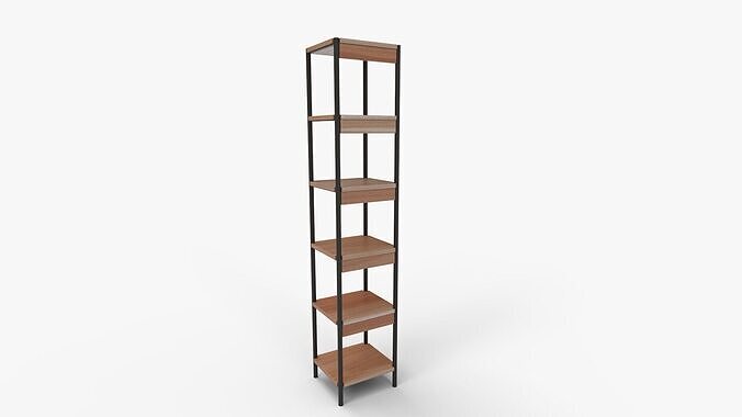 Elena Wooden Narrow Bookcase 3D model 5