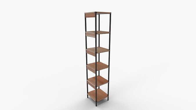Elena Wooden Narrow Bookcase 3D model 3
