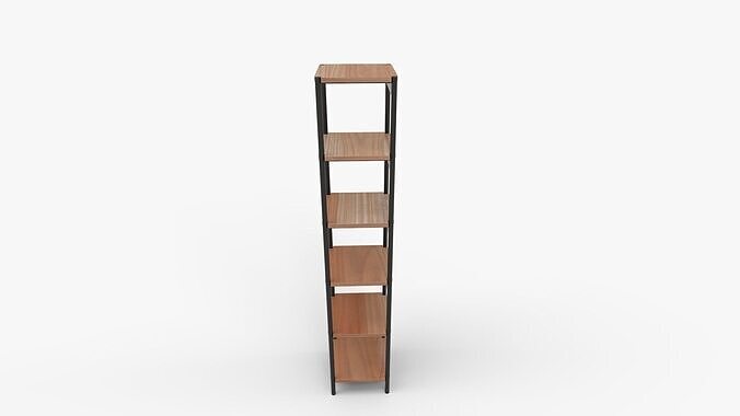 Elena Wooden Narrow Bookcase 3D model 6