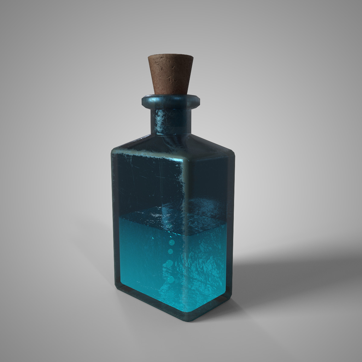 Potion of Clarity Teal Stamina Mind Potion Game Ready Low-poly 3D model_1