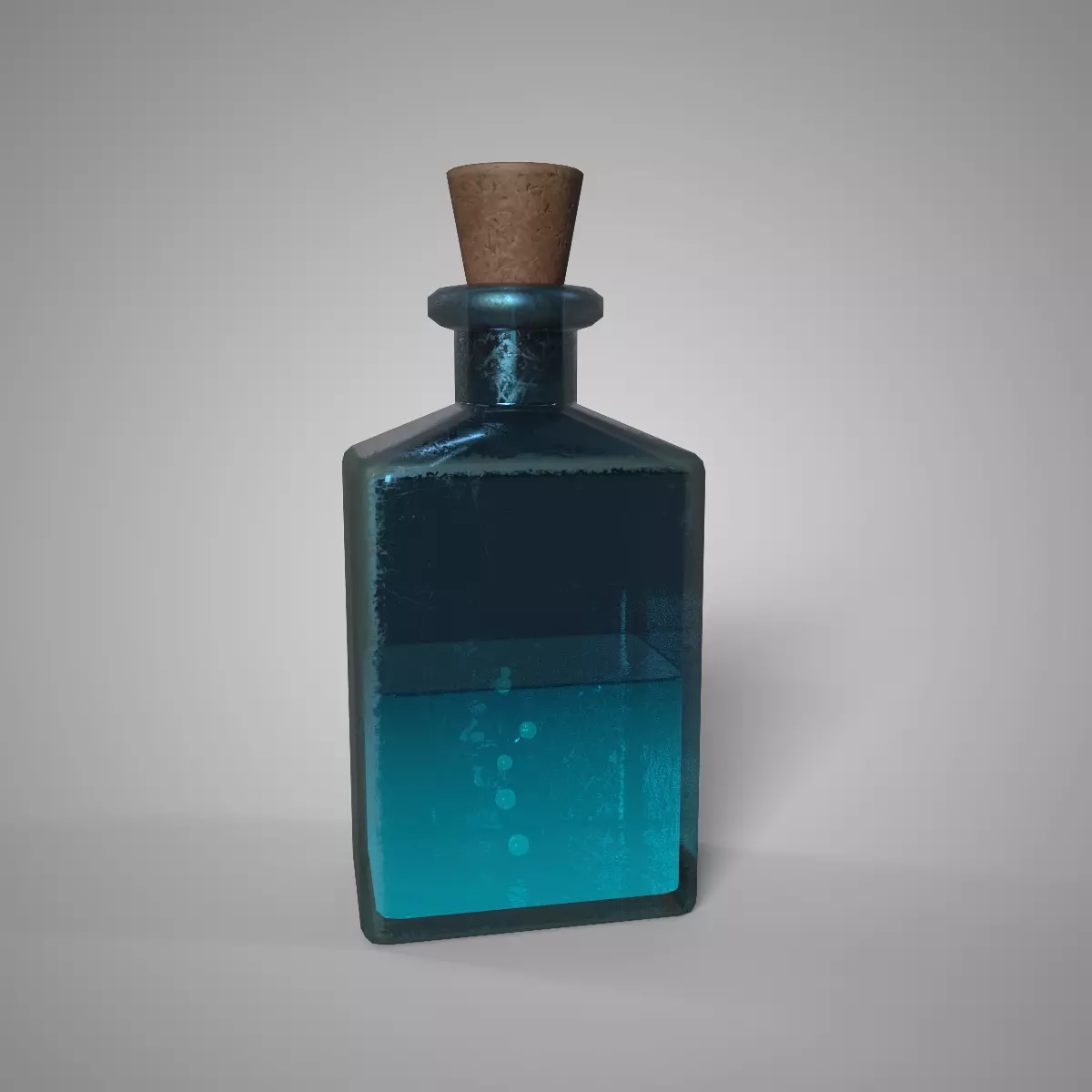Potion of Clarity Teal Stamina Mind Potion Game Ready Low-poly 3D model_0