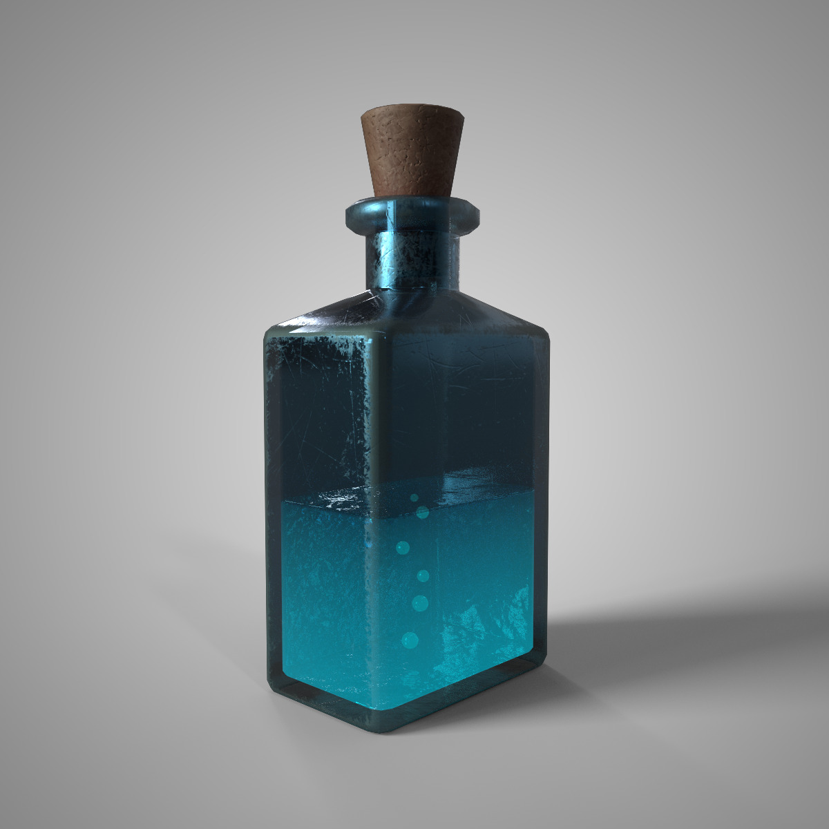 Potion of Clarity Teal Stamina Mind Potion Game Ready Low-poly 3D model_3