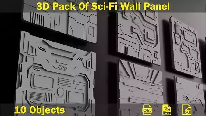 3D Pack Of SciFi Wall Panel 3D model