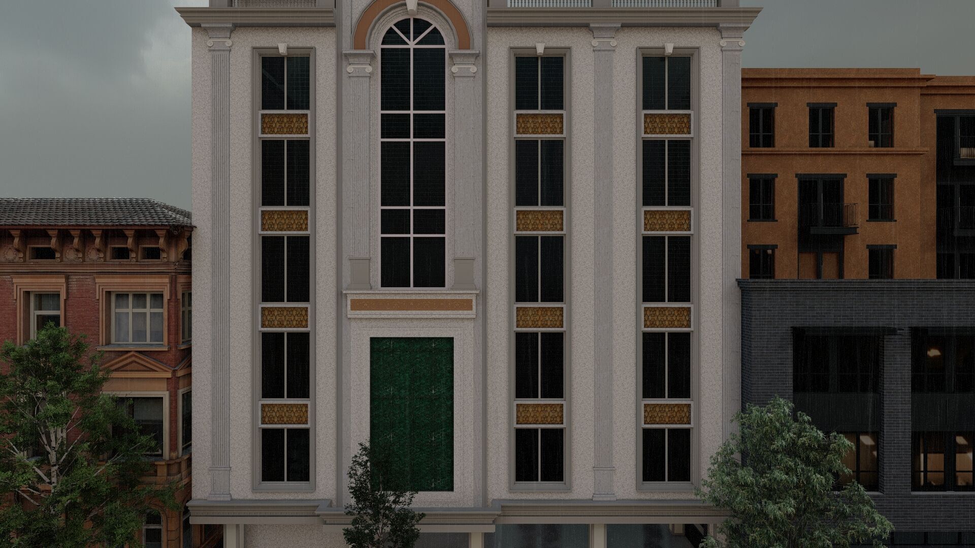 Classic stone facade-Building Classic Facade Element 3D model_13