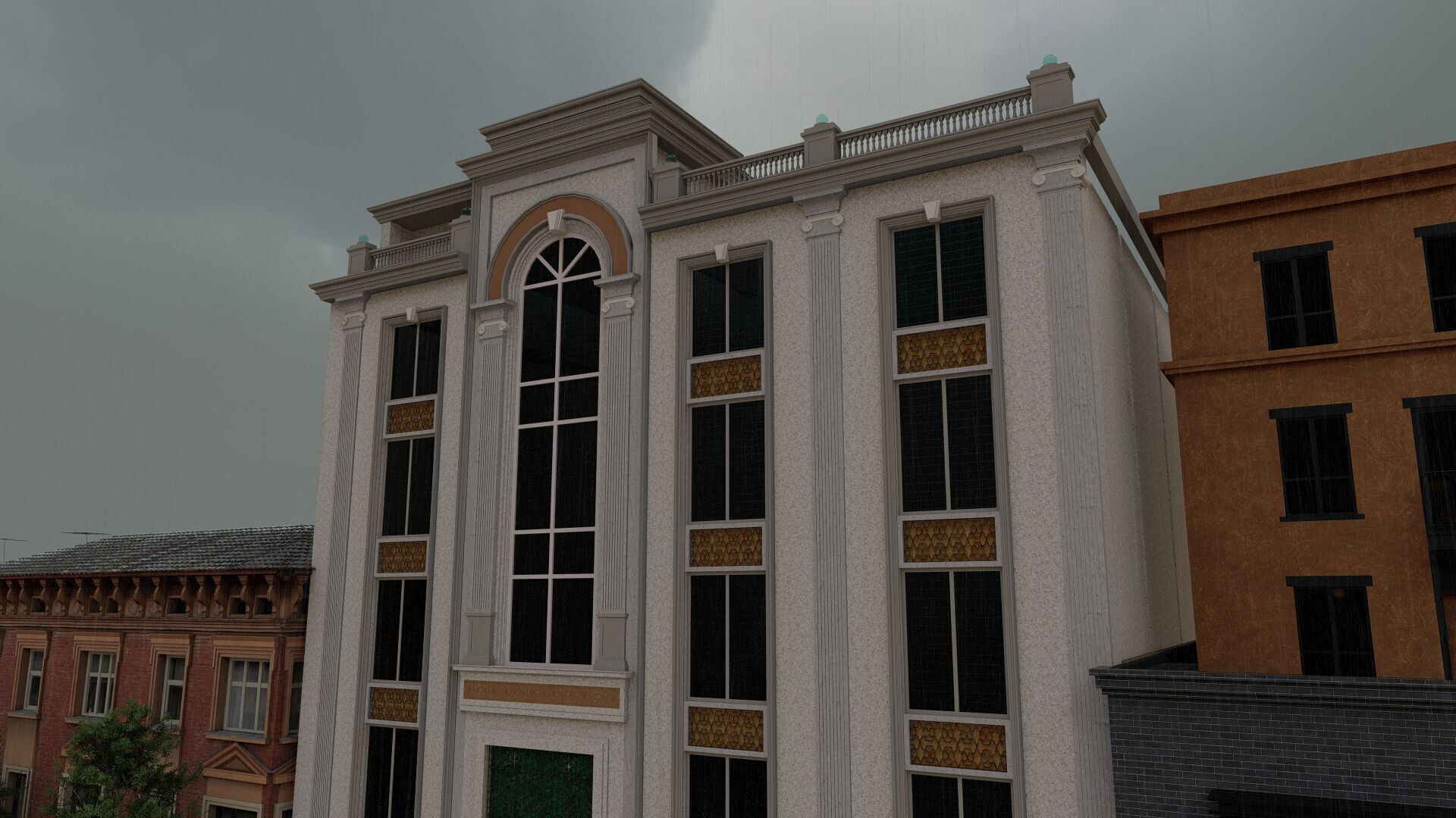 Classic stone facade-Building Classic Facade Element 3D model_19