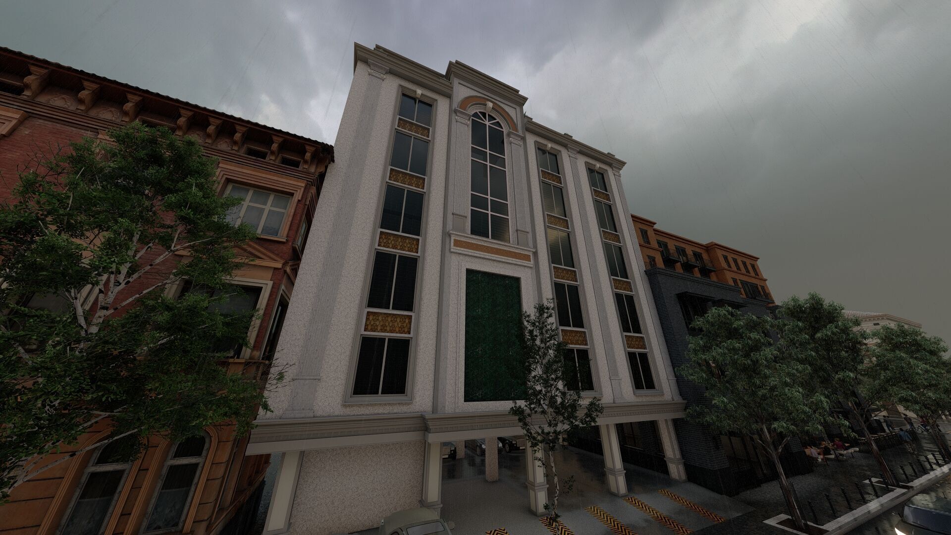 Classic stone facade-Building Classic Facade Element 3D model_17