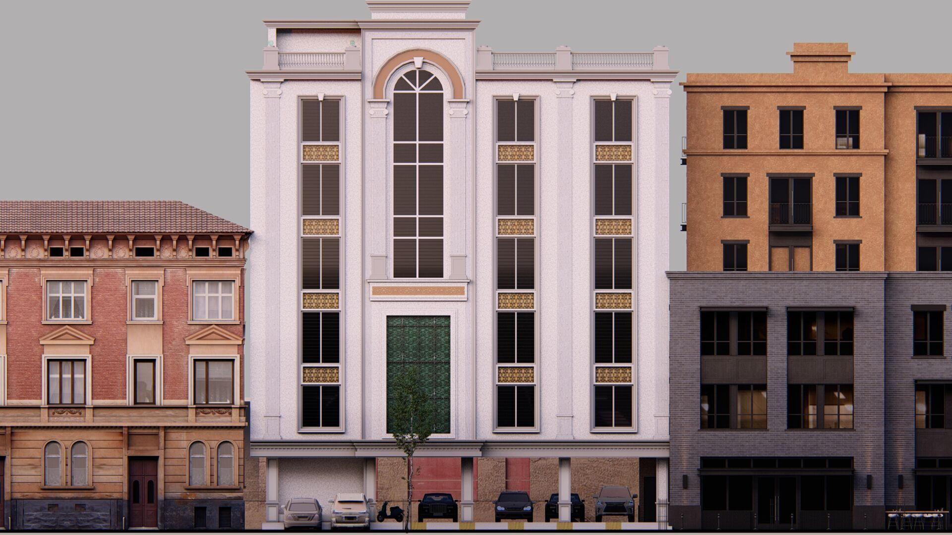 Classic stone facade-Building Classic Facade Element 3D model_2