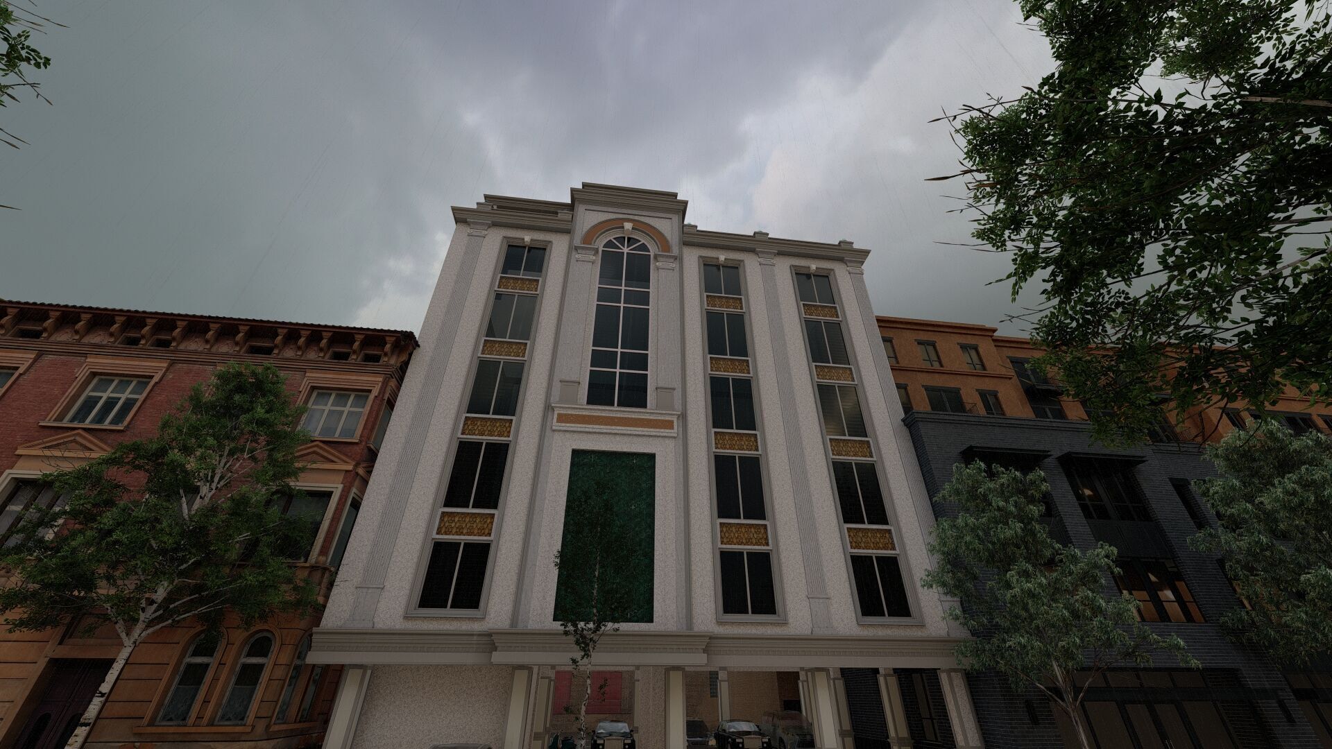 Classic stone facade-Building Classic Facade Element 3D model_14