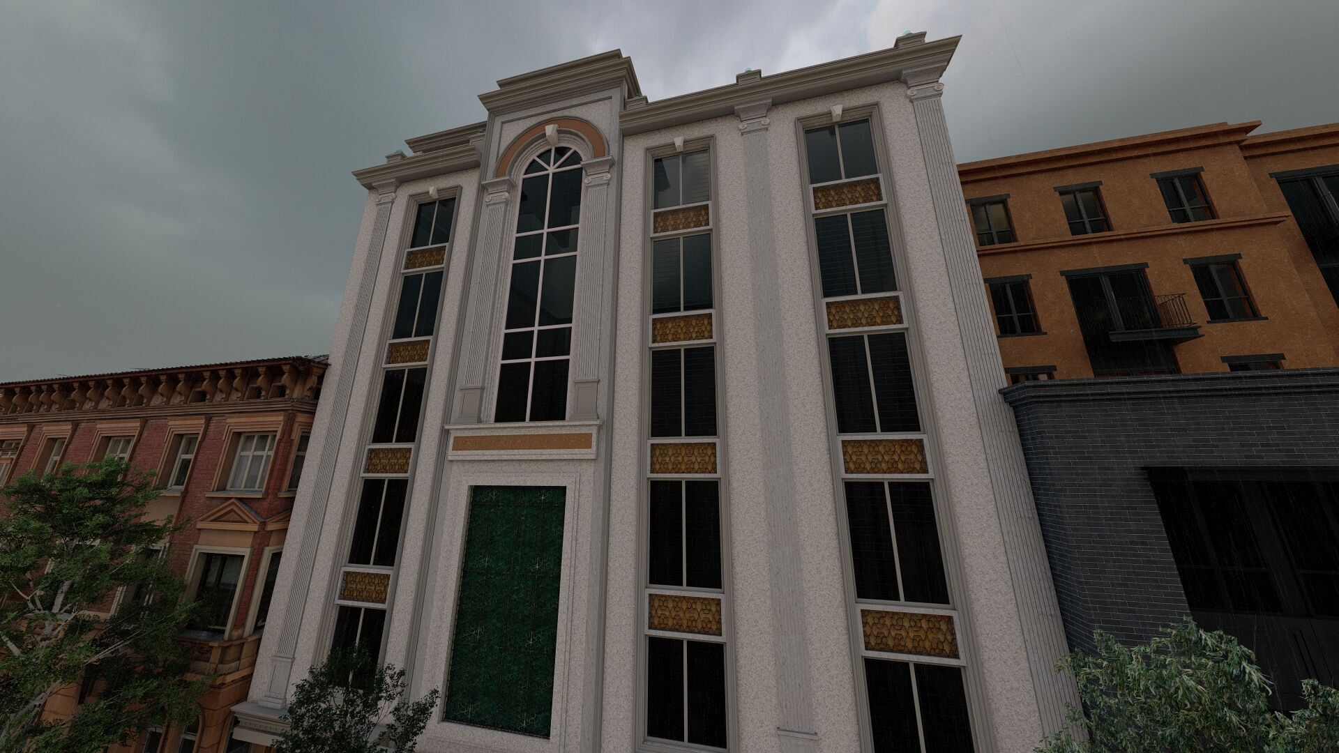 Classic stone facade-Building Classic Facade Element 3D model_15