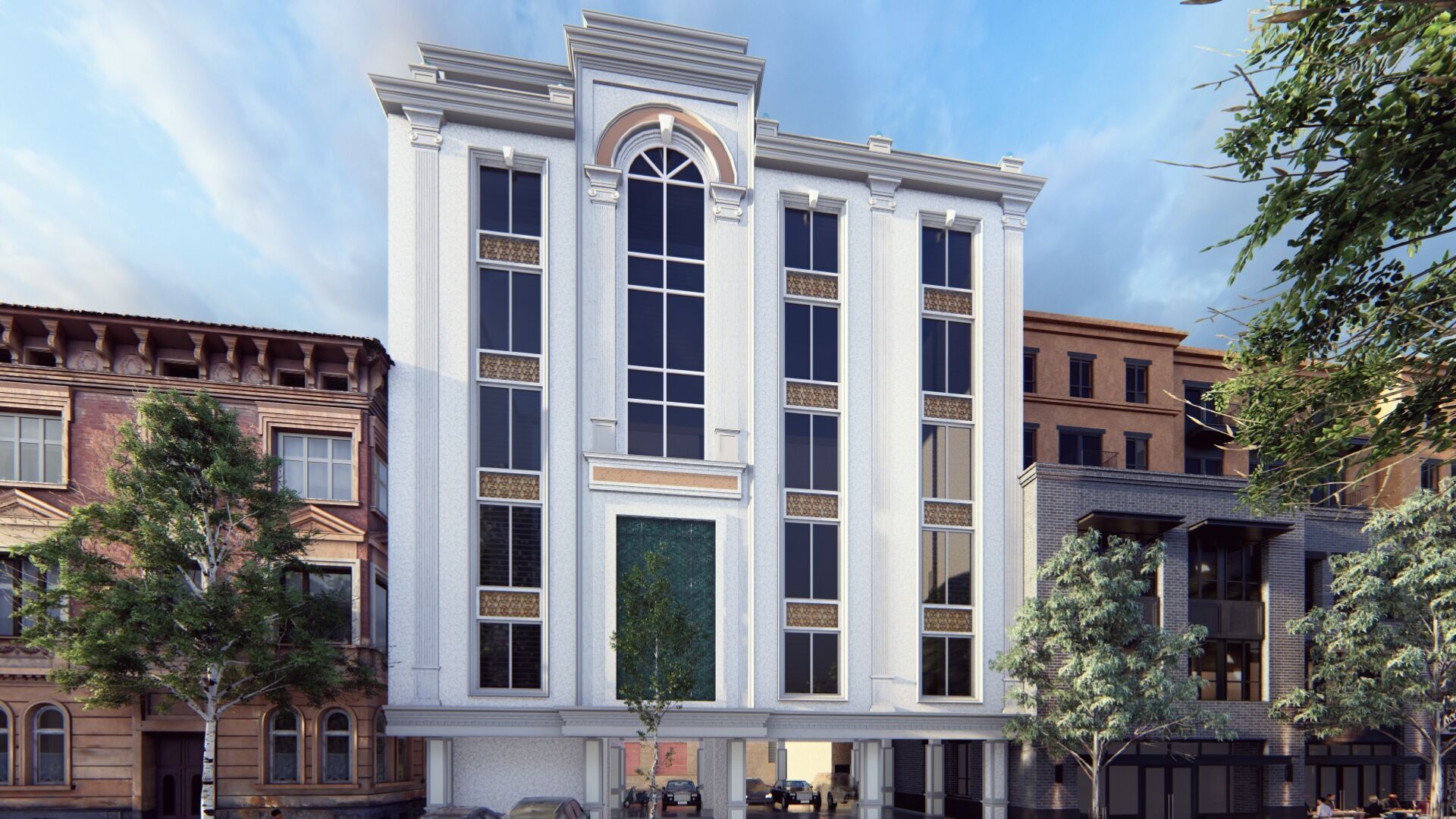 Classic stone facade-Building Classic Facade Element 3D model_9