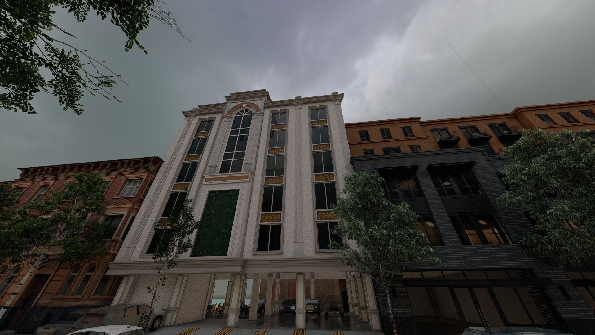 Classic stone facade-Building Classic Facade Element 3D model_16