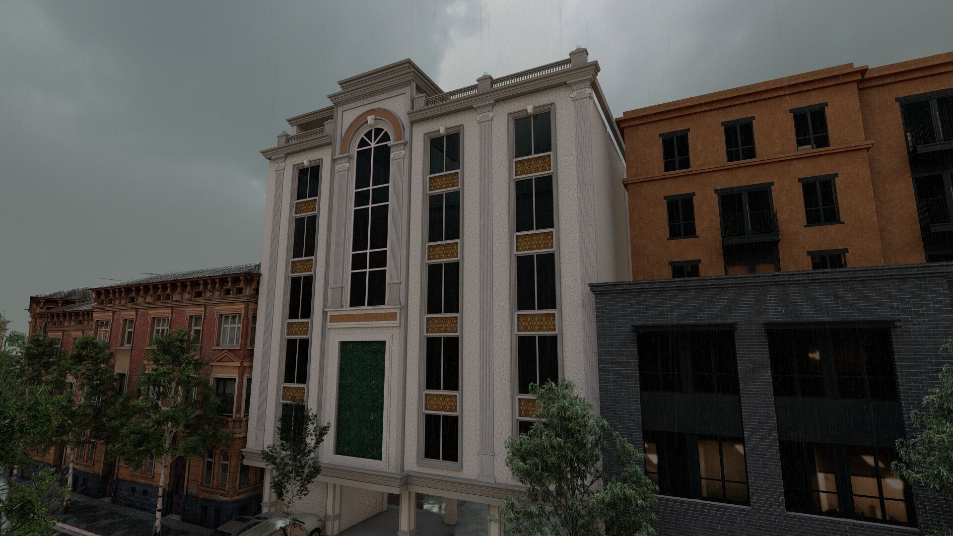 Classic stone facade-Building Classic Facade Element 3D model_10