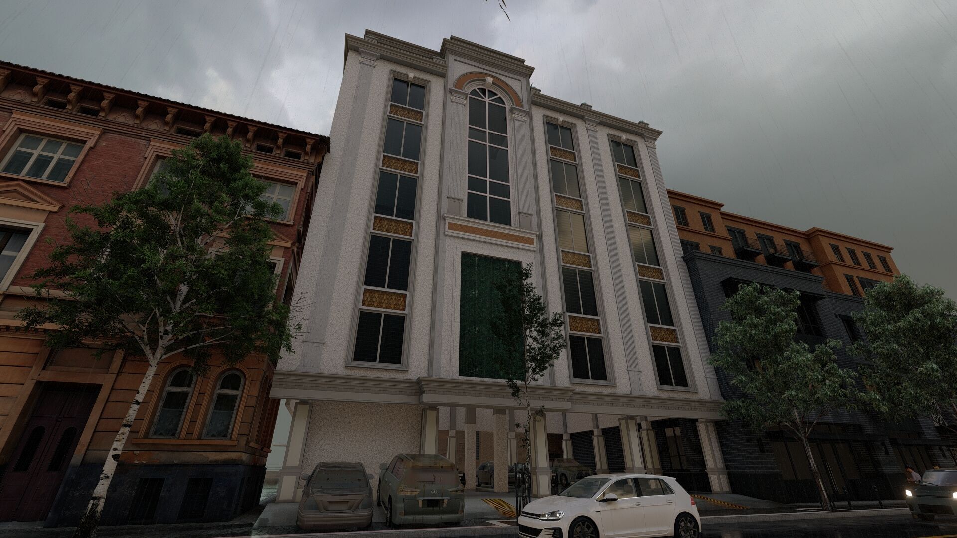 Classic stone facade-Building Classic Facade Element 3D model_11