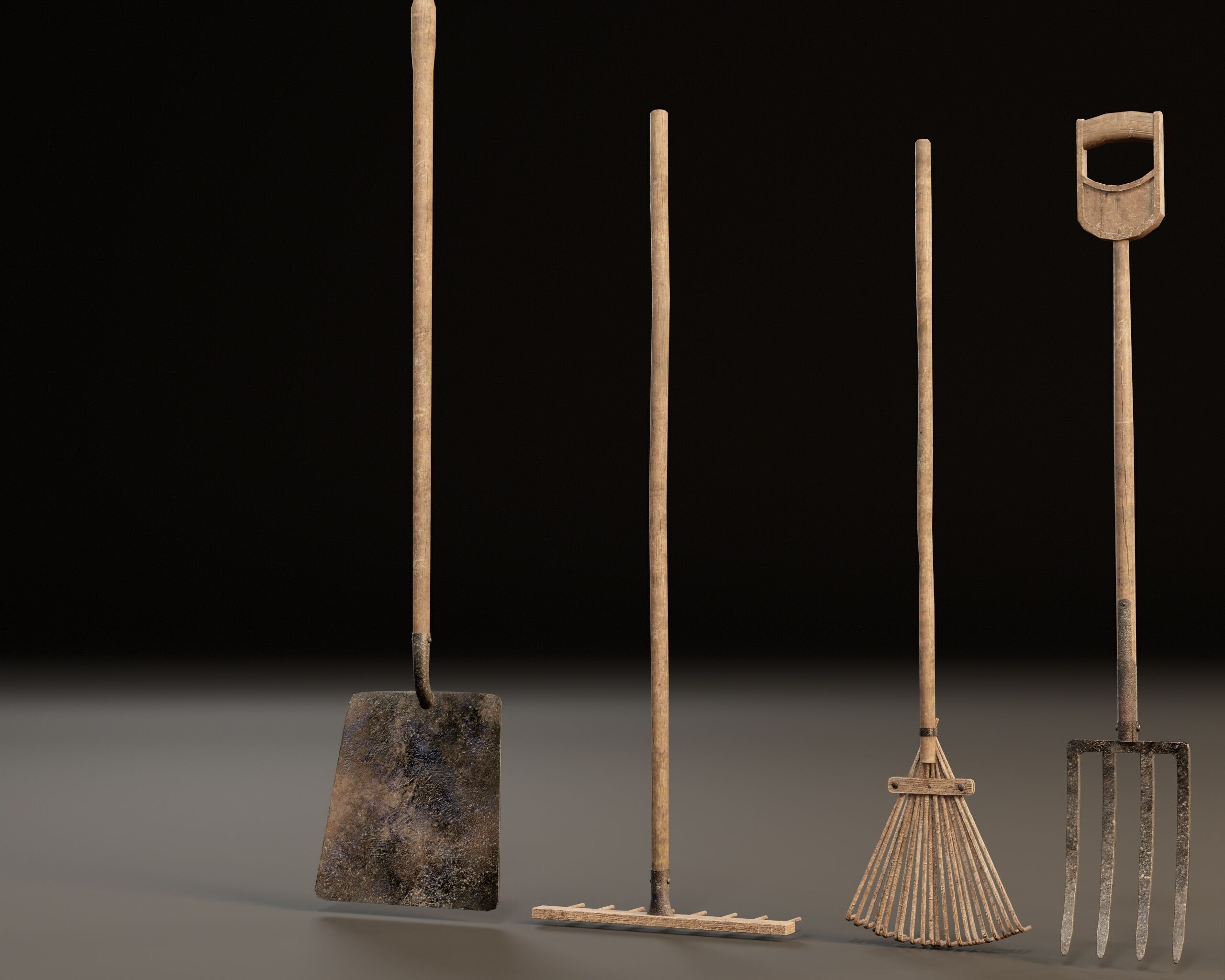Medieval Farming Tools Set Low-poly 3D model_6