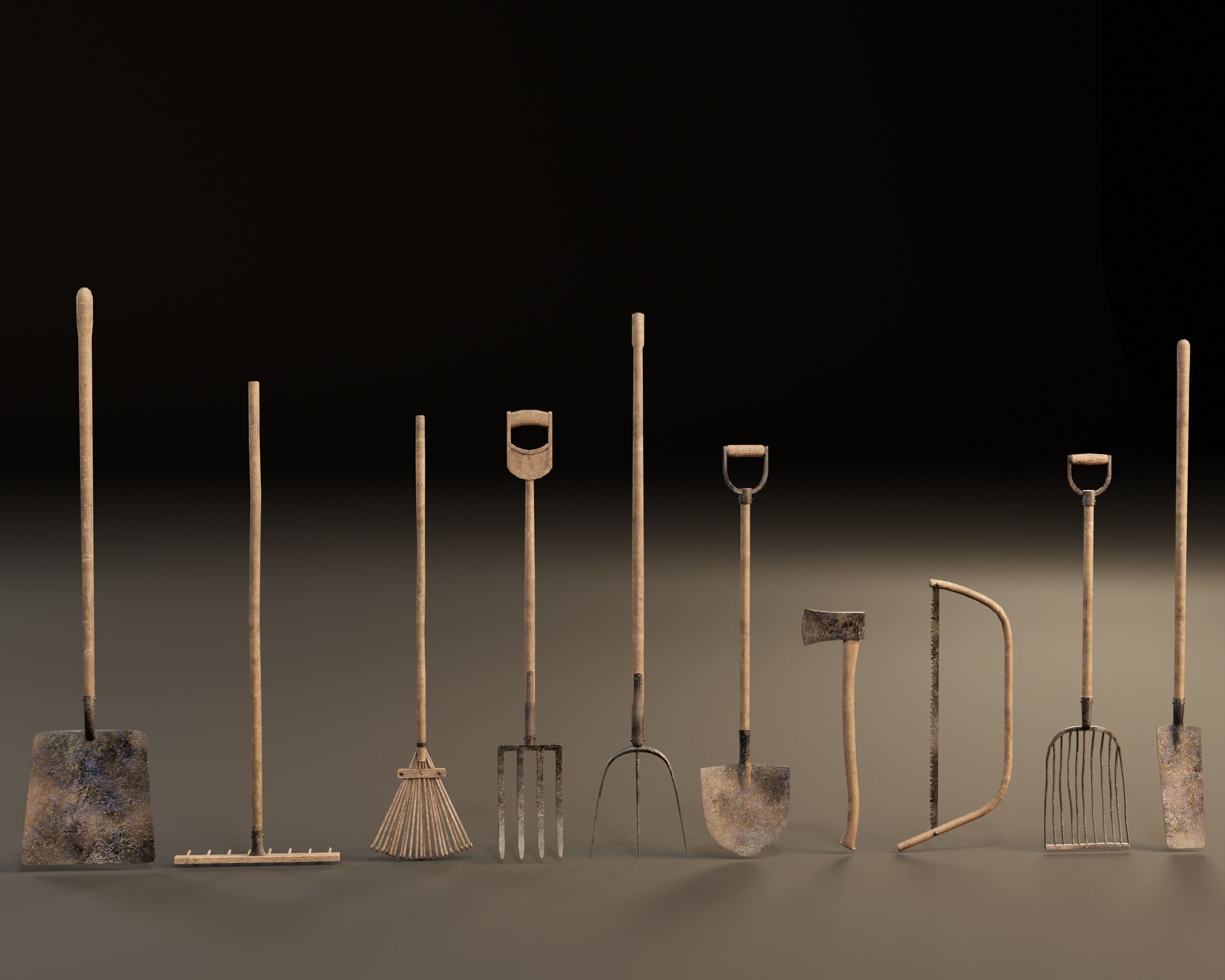 Medieval Farming Tools Set Low-poly 3D model_2