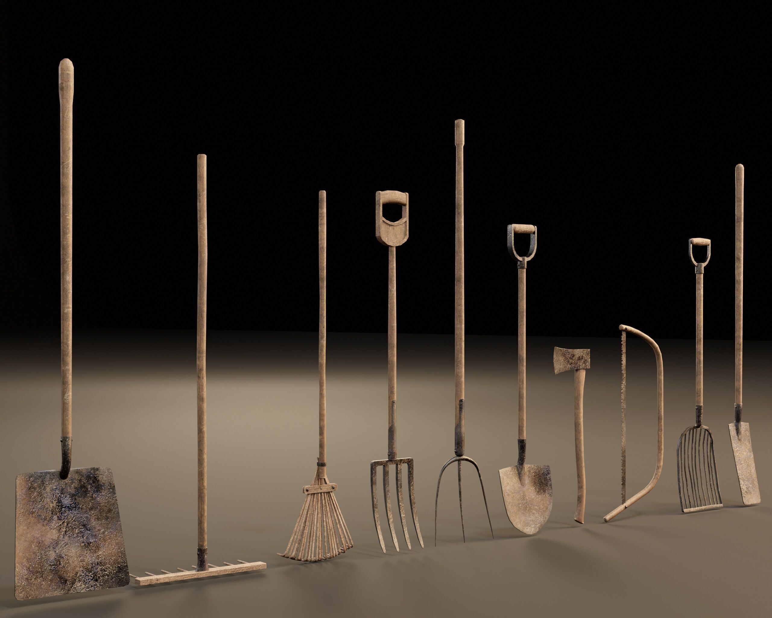 Medieval Farming Tools Set Low-poly 3D model_4