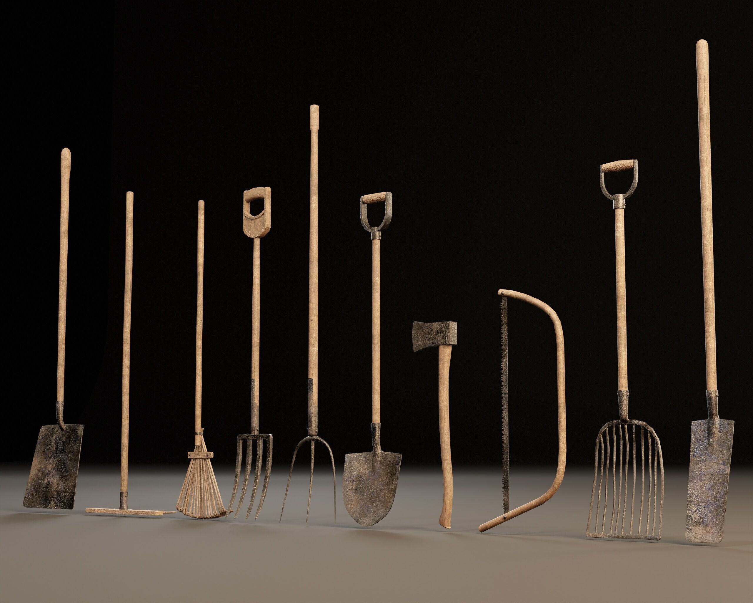 Medieval Farming Tools Set Low-poly 3D model_14