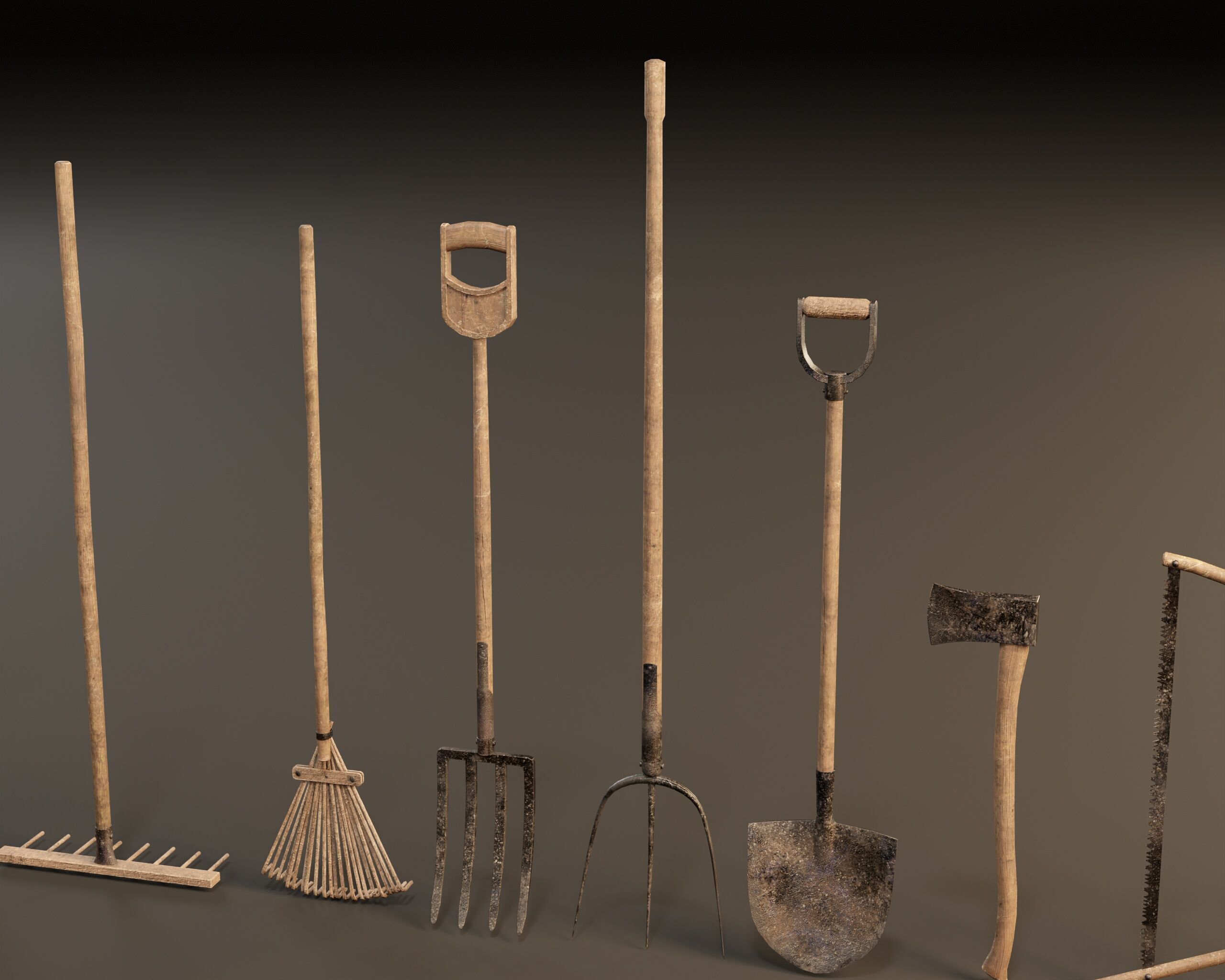 Medieval Farming Tools Set Low-poly 3D model_8