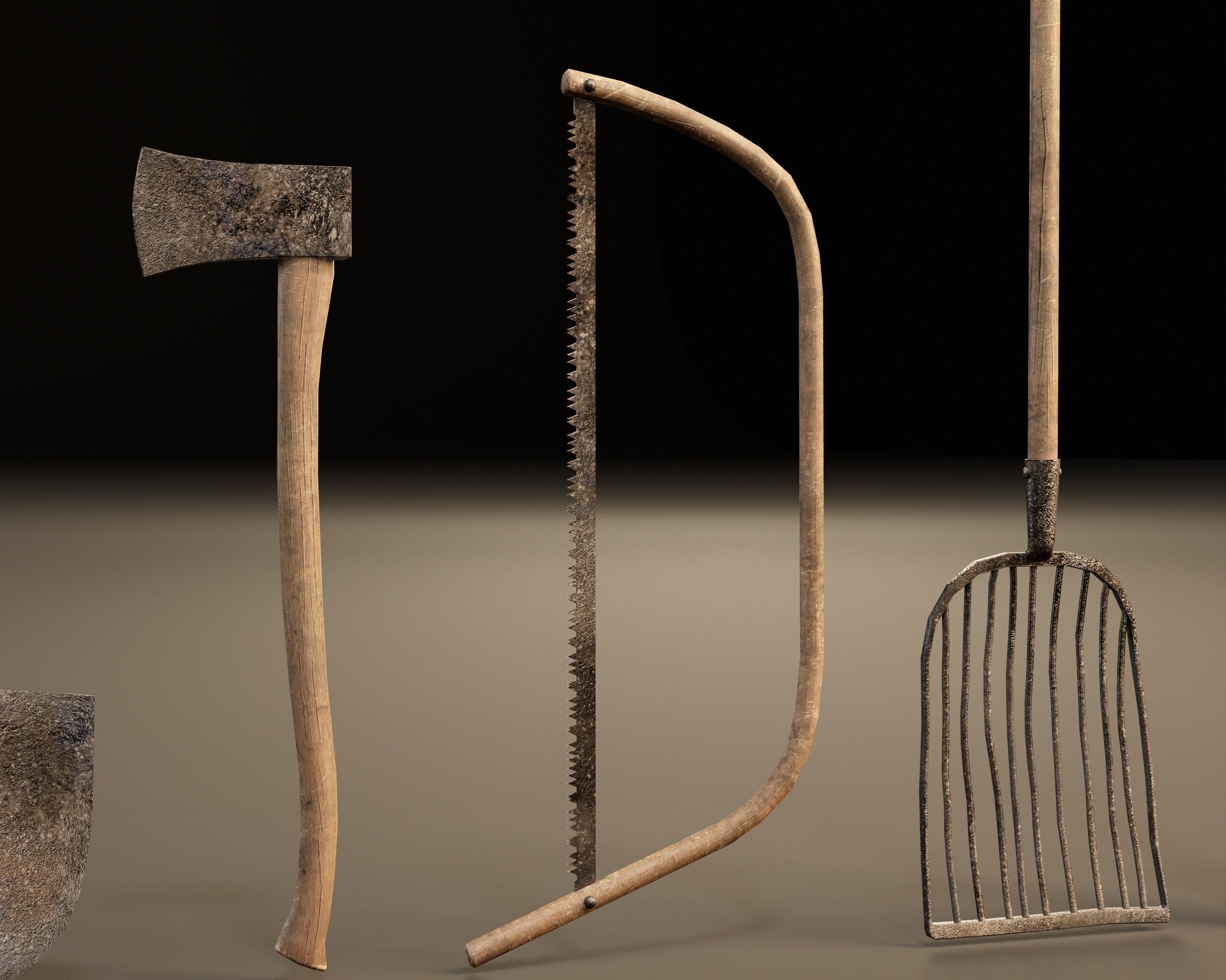 Medieval Farming Tools Set Low-poly 3D model_10