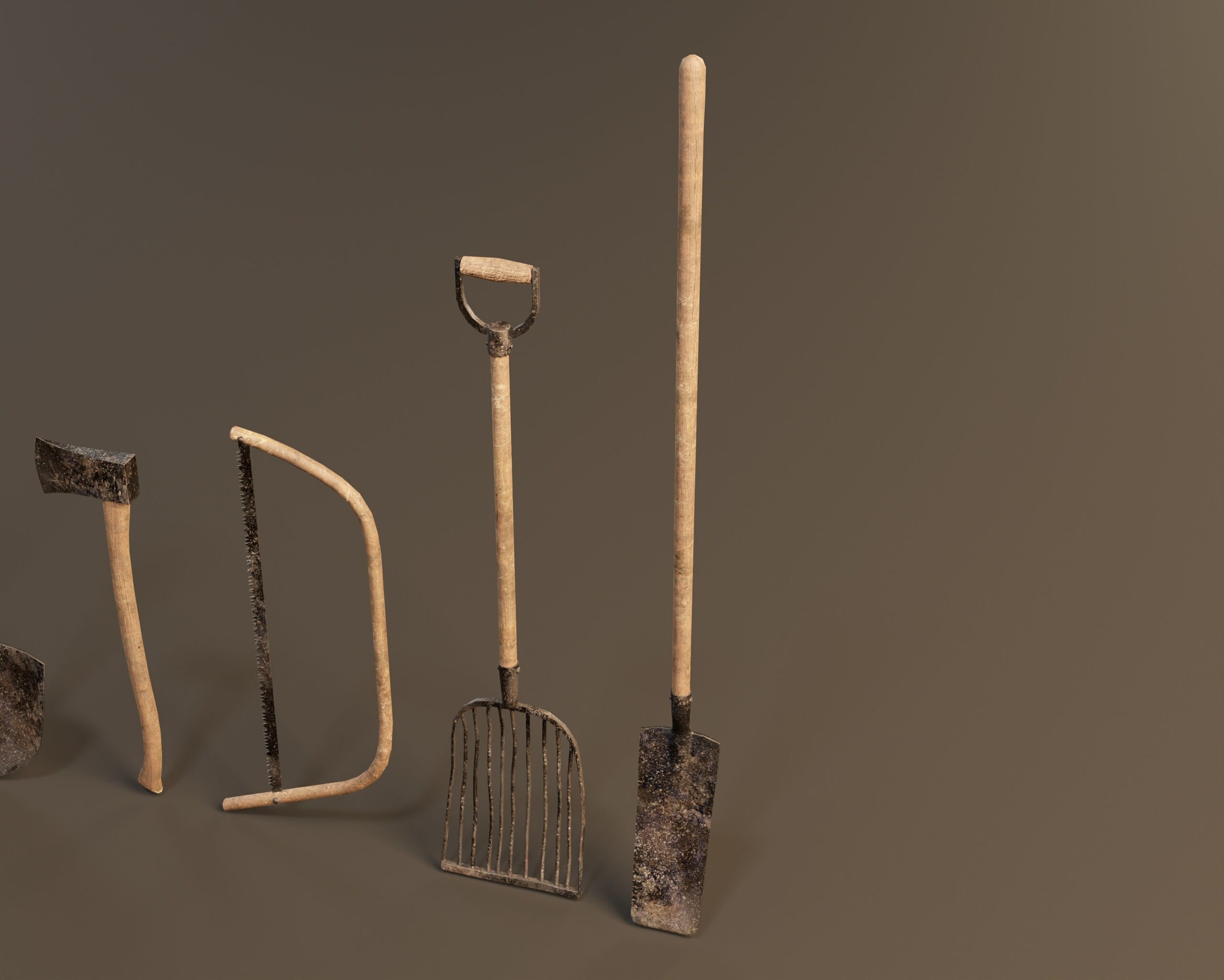 Medieval Farming Tools Set Low-poly 3D model_12