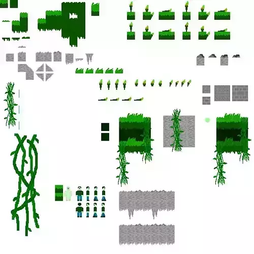 2D pixel action adventure platformer tile set