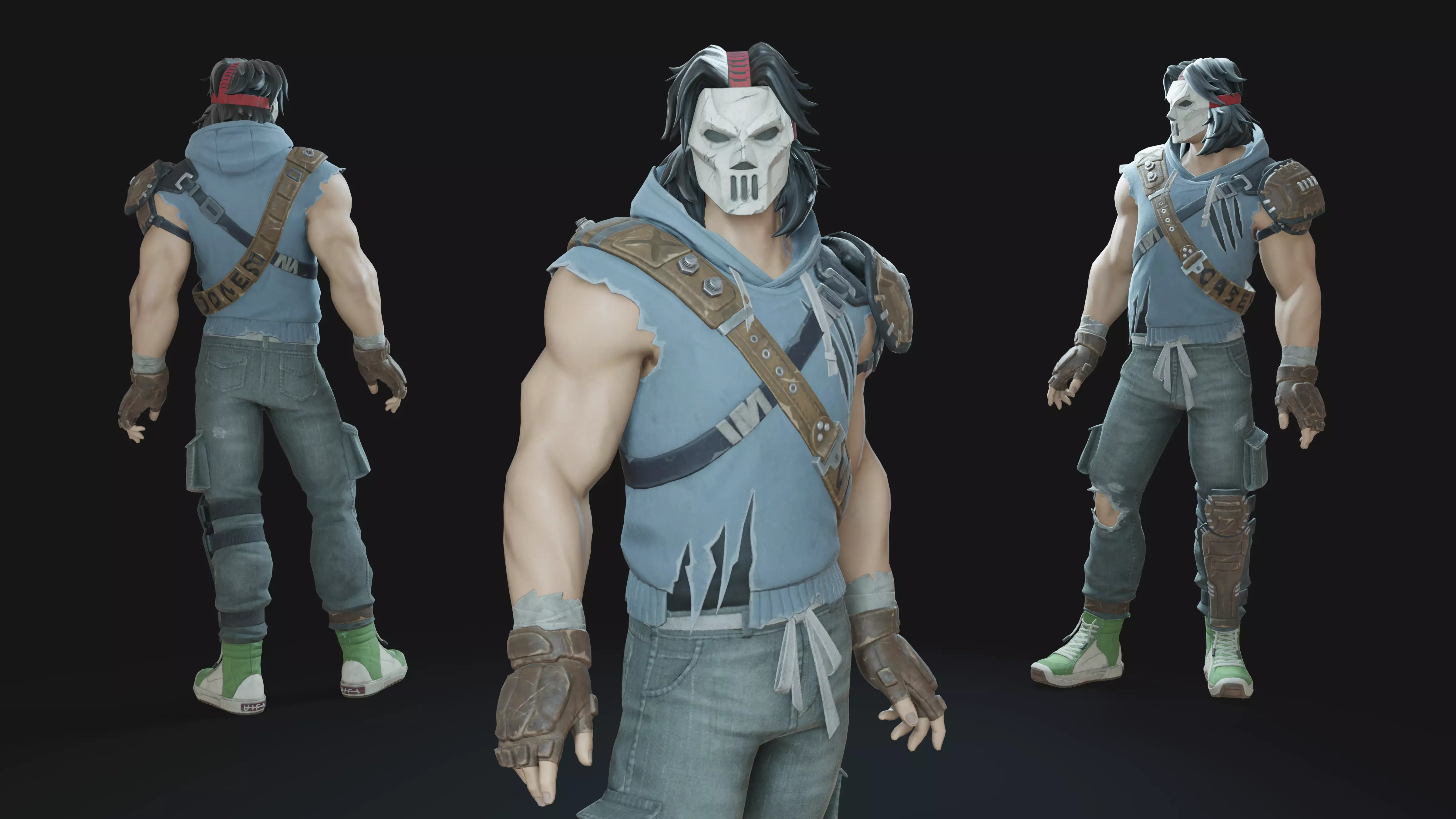 Casey Jones Animation-Ready Vigilante Fighter Low-poly 3D model