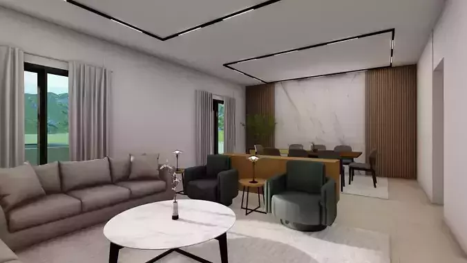 Simple 2 Floor Villa Interior -  Free Download - 3Ds Max-Lumion Free 3D model
