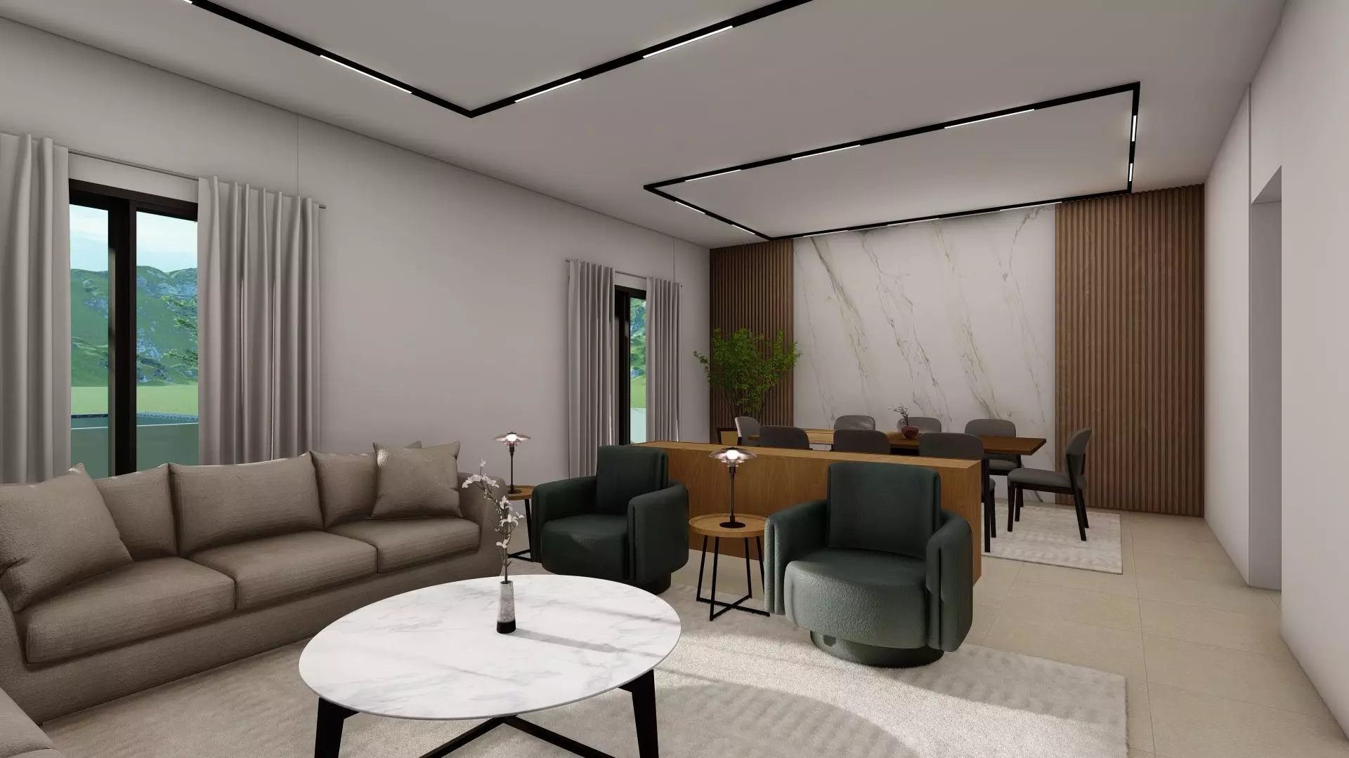 Simple 2 Floor Villa Interior Design Free 3D model
