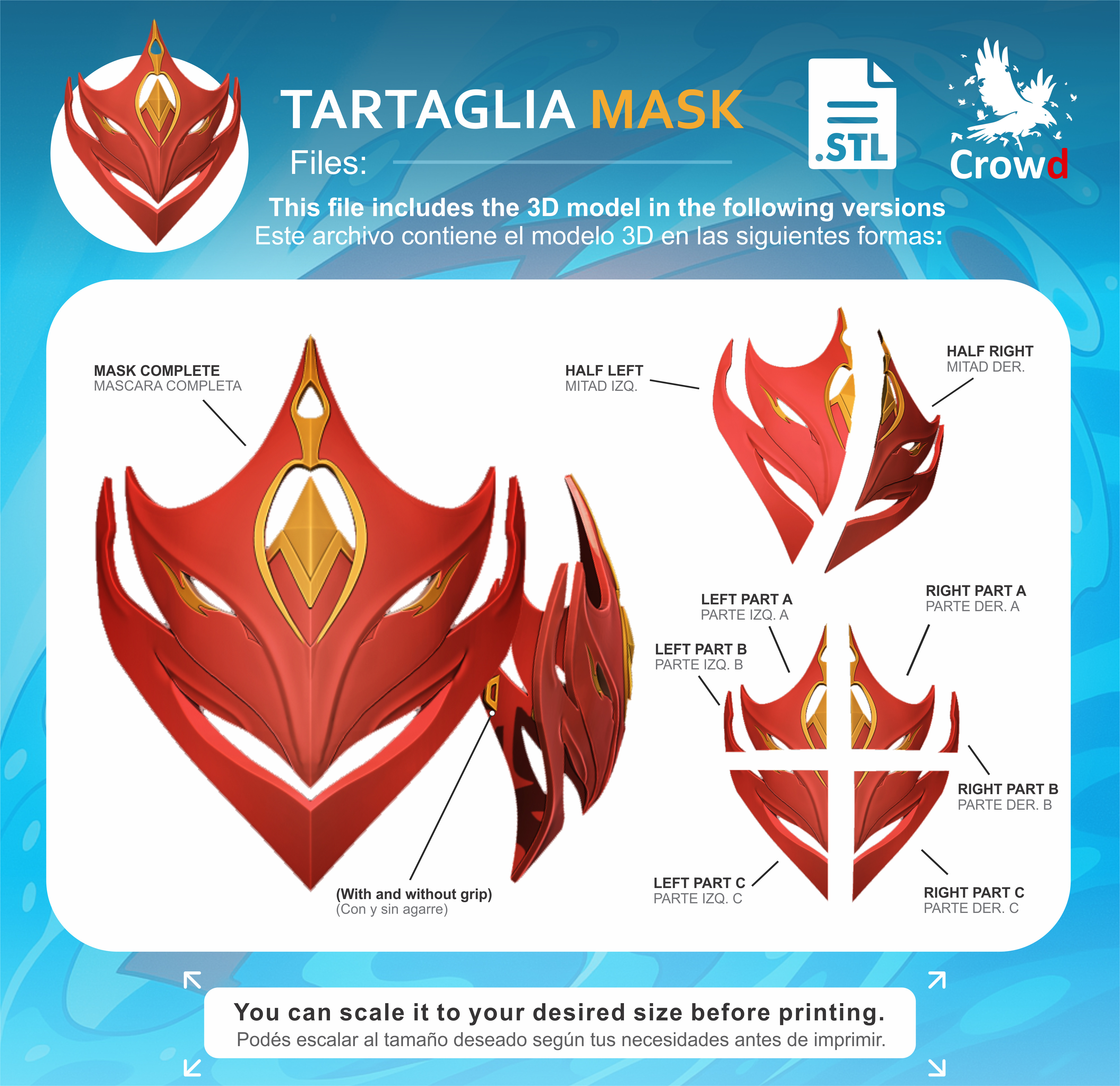 TARTAGLIA MASK 3D print model_4
