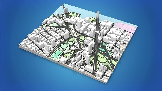 Cityscape New York Downtown 3D model 6