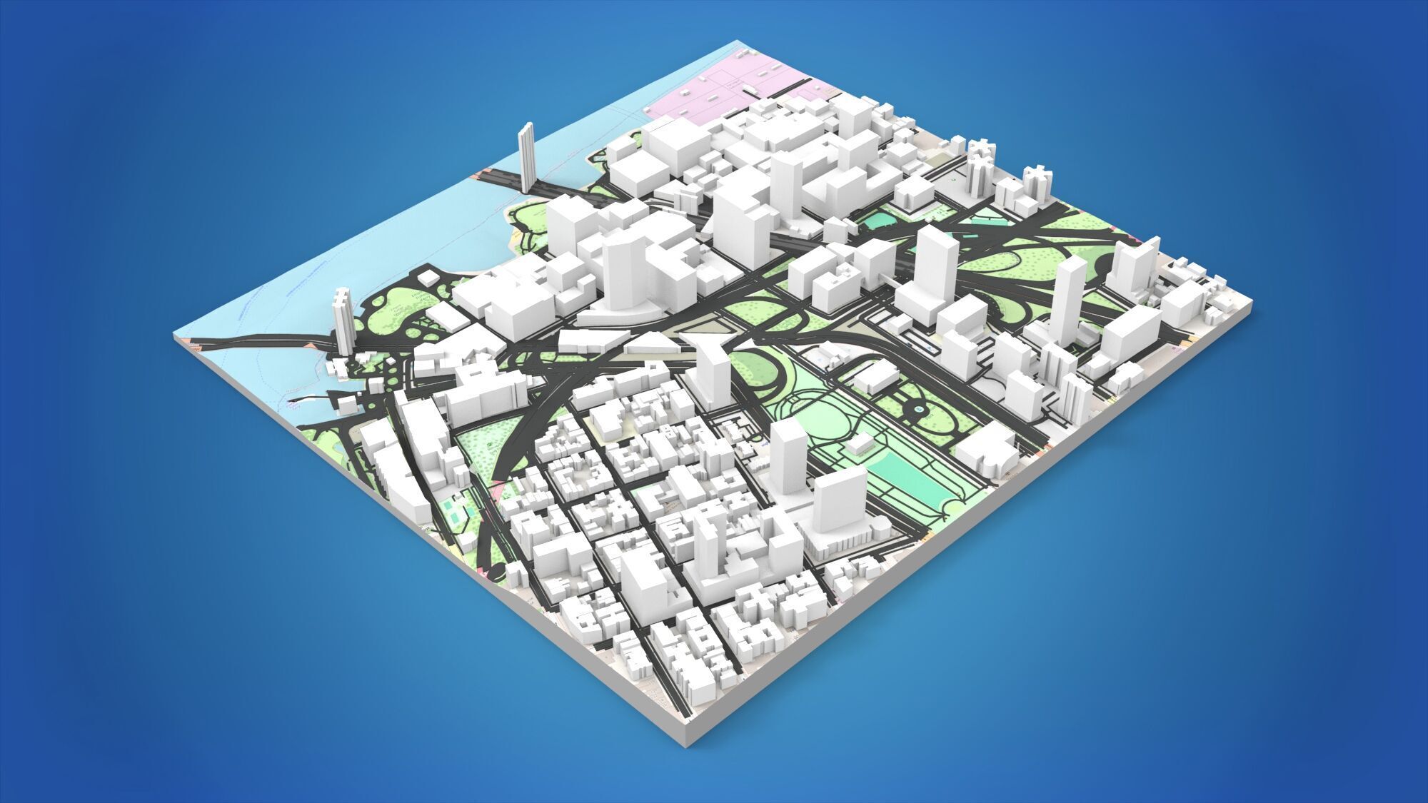 Cityscape New York Downtown 3D model_3